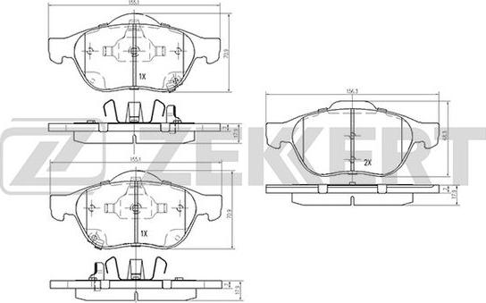 Zekkert BS-2075 - Тормозные колодки, дисковые, комплект autospares.lv