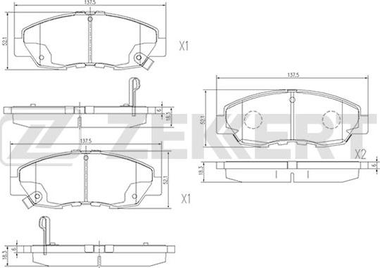 Zekkert BS-2166 - Тормозные колодки, дисковые, комплект autospares.lv