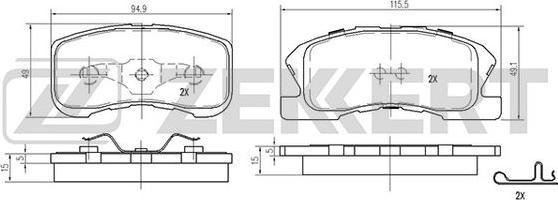 Zekkert BS-2103 - Тормозные колодки, дисковые, комплект autospares.lv