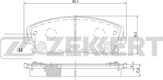 Zekkert BS-2107 - Тормозные колодки, дисковые, комплект autospares.lv