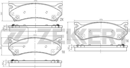 Zekkert BS-2128 - Тормозные колодки, дисковые, комплект autospares.lv