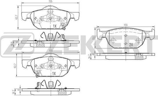 Zekkert BS-2172 - Тормозные колодки, дисковые, комплект autospares.lv