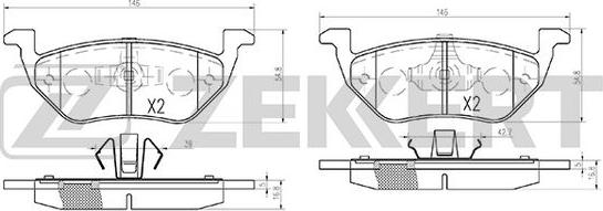 Zekkert BS-2848 - Тормозные колодки, дисковые, комплект autospares.lv