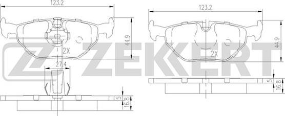 Zekkert BS-2850 - Тормозные колодки, дисковые, комплект autospares.lv