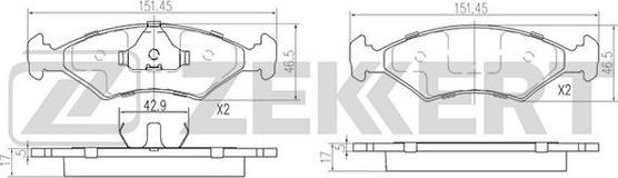 Zekkert BS-2853 - Тормозные колодки, дисковые, комплект autospares.lv