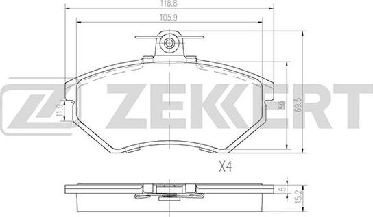 Zekkert BS-2862 - Тормозные колодки, дисковые, комплект autospares.lv