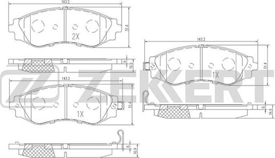 Zekkert BS-2810 - Тормозные колодки, дисковые, комплект autospares.lv