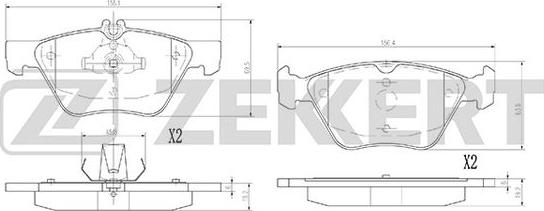 Zekkert BS-2881 - Тормозные колодки, дисковые, комплект autospares.lv