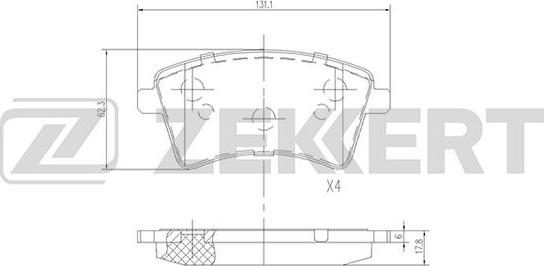 Zekkert BS-2830 - Тормозные колодки, дисковые, комплект autospares.lv