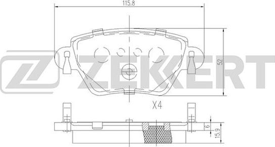 Zekkert BS-2838 - Тормозные колодки, дисковые, комплект autospares.lv