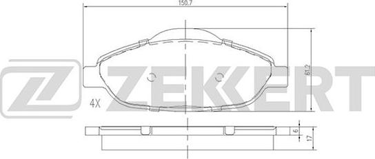 Zekkert BS-2825 - Тормозные колодки, дисковые, комплект autospares.lv