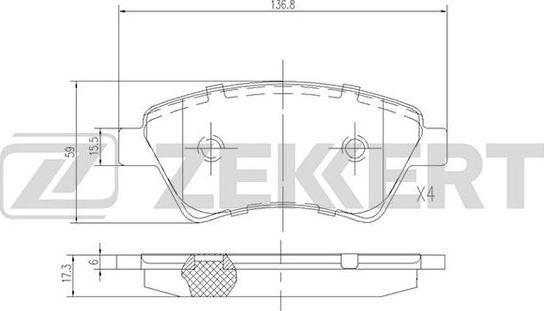 Zekkert BS-2826 - Тормозные колодки, дисковые, комплект autospares.lv