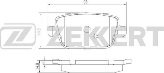 Zekkert BS-2821 - Тормозные колодки, дисковые, комплект autospares.lv