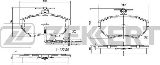 Zekkert BS-2827 - Тормозные колодки, дисковые, комплект autospares.lv