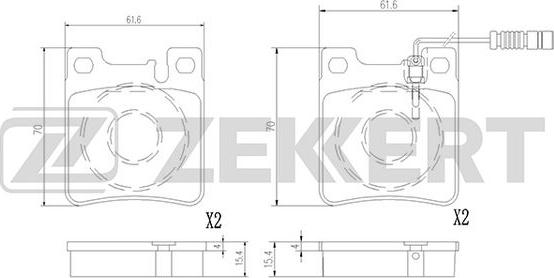 Zekkert BS-2873 - Тормозные колодки, дисковые, комплект autospares.lv