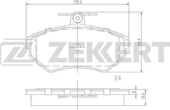 Zekkert BS-2387 - Тормозные колодки, дисковые, комплект autospares.lv