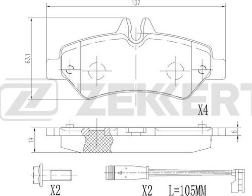 Zekkert BS-2791 - Тормозные колодки, дисковые, комплект autospares.lv