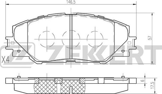 Zekkert BS-2716 - Тормозные колодки, дисковые, комплект autospares.lv