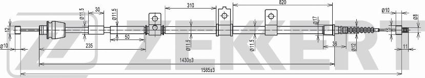 Zekkert BZ-1069 - Тросик, cтояночный тормоз autospares.lv