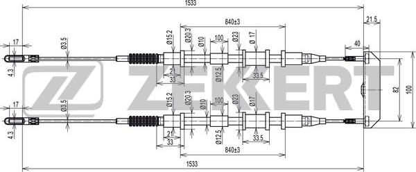 Zekkert BZ-1310 - Тросик, cтояночный тормоз autospares.lv