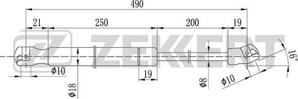 Zekkert GF-1914 - Газовая пружина, упор autospares.lv