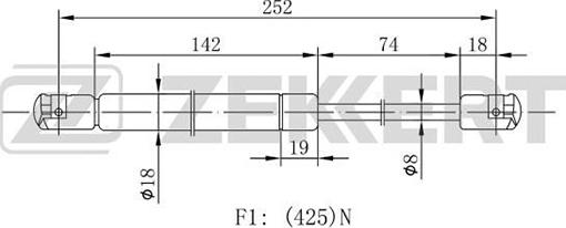 Zekkert GF-1922 - Газовая пружина, упор autospares.lv