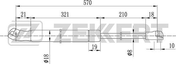 Zekkert GF-1492 - Газовая пружина, упор autospares.lv