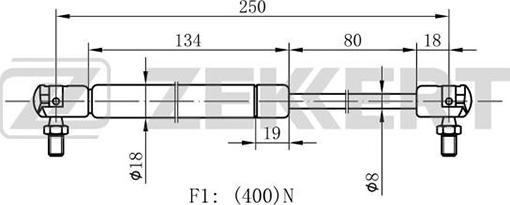 Zekkert GF-1497 - Газовая пружина, капот autospares.lv