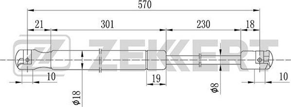 Zekkert GF-1446 - Газовая пружина, упор autospares.lv