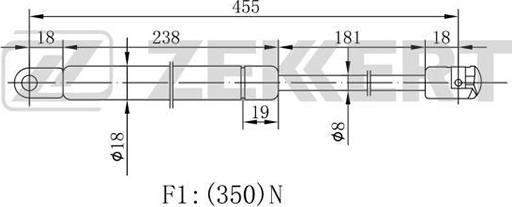 Zekkert GF-1407 - Газовая пружина, капот autospares.lv