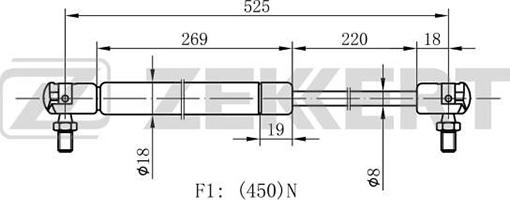 Zekkert GF-1413 - Газовая пружина, упор autospares.lv