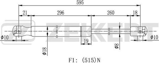 Zekkert GF-1483 - Газовая пружина, упор autospares.lv