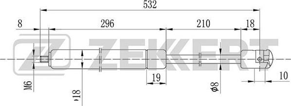 Zekkert GF-1487 - Газовая пружина, капот autospares.lv