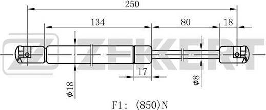 Zekkert GF-1431 - Газовая пружина, капот autospares.lv