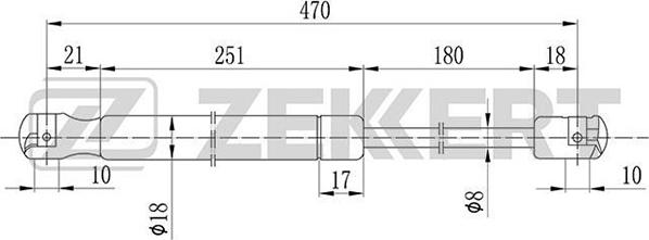 Zekkert GF-1432 - Газовая пружина, упор autospares.lv