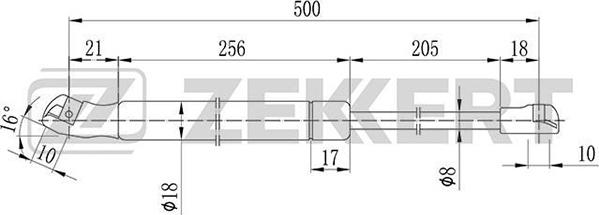 Zekkert GF-1568 - Газовая пружина, упор autospares.lv