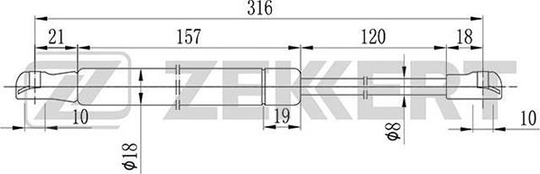 Zekkert GF-1571 - Газовая пружина, капот autospares.lv