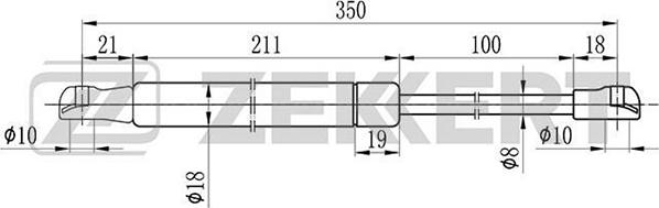 Zekkert GF-1572 - Газовая пружина, упор autospares.lv