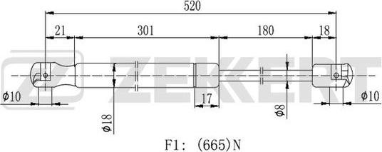 Zekkert GF-1685 - Газовая пружина, упор autospares.lv