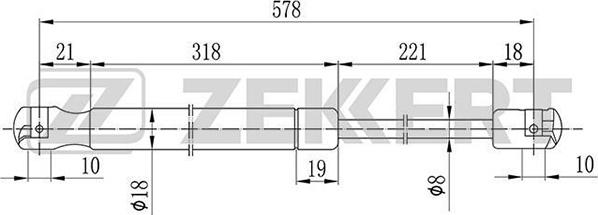 Zekkert GF-1098 - Газовая пружина, упор autospares.lv