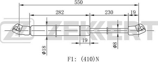 Zekkert GF-1058 - Газовая пружина, упор autospares.lv