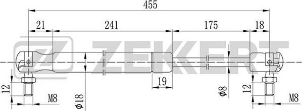 Zekkert GF-1038 - Газовая пружина, упор autospares.lv