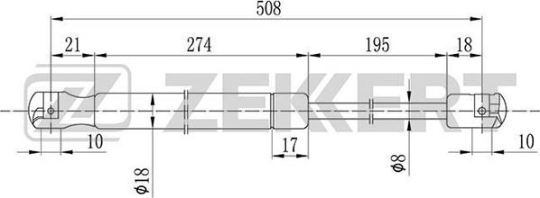Zekkert GF-1028 - Газовая пружина, упор autospares.lv