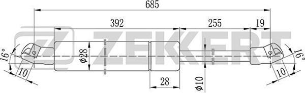 Zekkert GF-1023 - Газовая пружина, упор autospares.lv