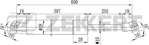 Zekkert GF-1159 - Газовая пружина, упор autospares.lv