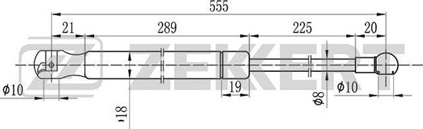 Zekkert GF-1109 - Газовая пружина, упор autospares.lv