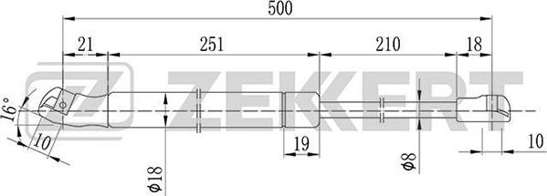 Zekkert GF-1180 - Газовая пружина, капот autospares.lv