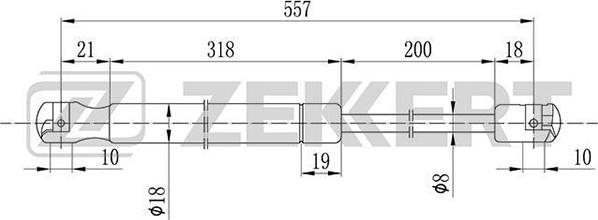 Zekkert GF-1130 - Газовая пружина, упор autospares.lv