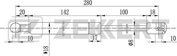 Zekkert GF-1125 - Газовая пружина, упор autospares.lv