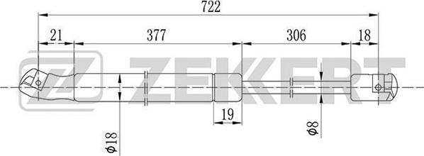 Zekkert GF-1120 - Газовая пружина, капот autospares.lv